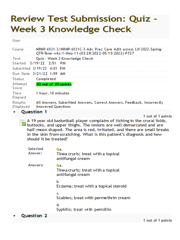 NRNP 6531 Week 3 Knowledge Check (100% Correct Spring QTR)