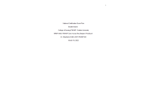 NRNP 6665 Week 3 Assignment 2; National Certification Exam Plan