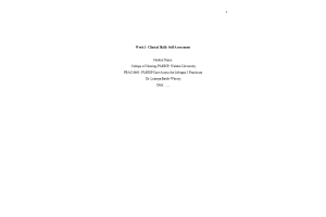 PRAC 6665 Week 1 Assignment 2; Clinical Skills Self-Assessment