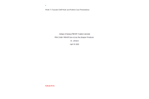 PRAC 6665 Week 7 Assignment 2; Focused SOAP Note and Patient Case Presentation