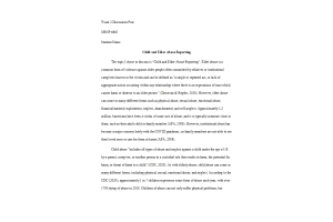 NRNP 6665 Week 2 Discussion; Ethical and Legal Foundations of PMHNP Care - Topic; Child and Elder Abuse Reporting