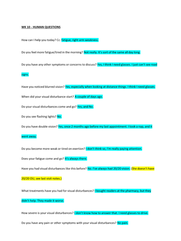 NRNP 6531 Week 10 Assignment; i-Human Questions