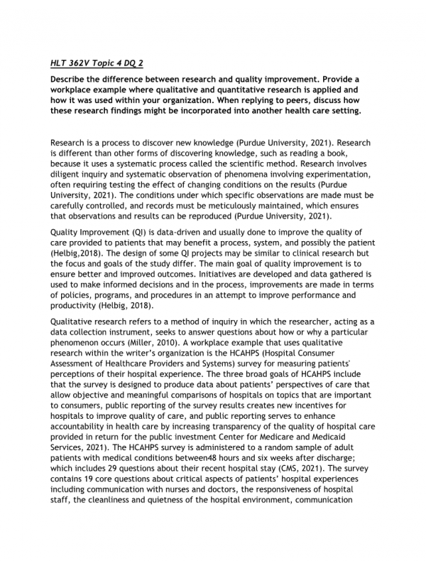 HLT 362V Topic 4 DQ 2 (2 Versions) | Course Resources