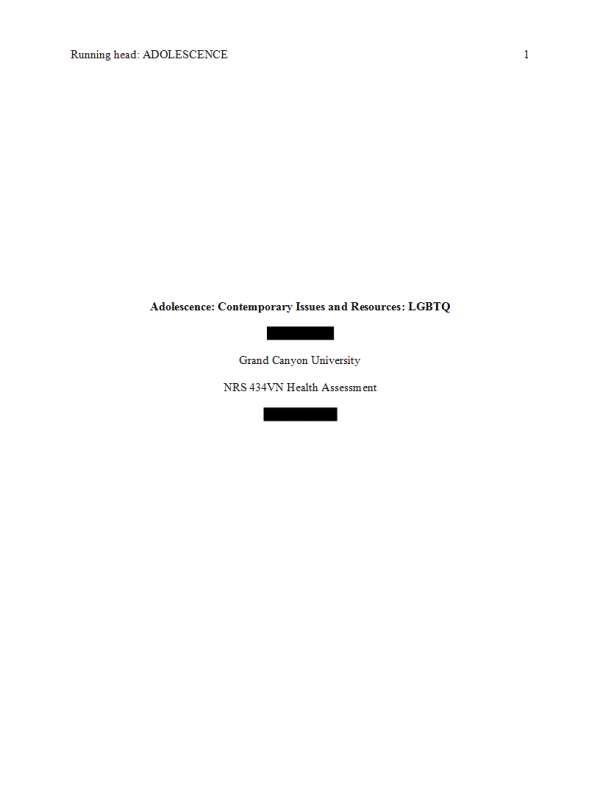NRS 434VN Topic 3 Assignment; Adolescence; Contemporary Issues and Resources NRS 434VN Topic 3 Assignment; Adolescence; Contemporary Issues and Resources