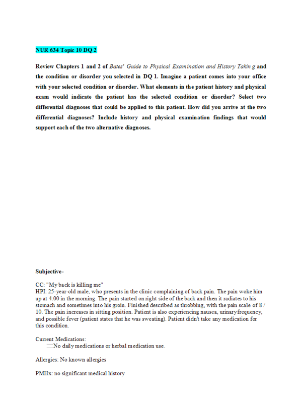 NUR 634 Topic 10 DQ 2 & Responses