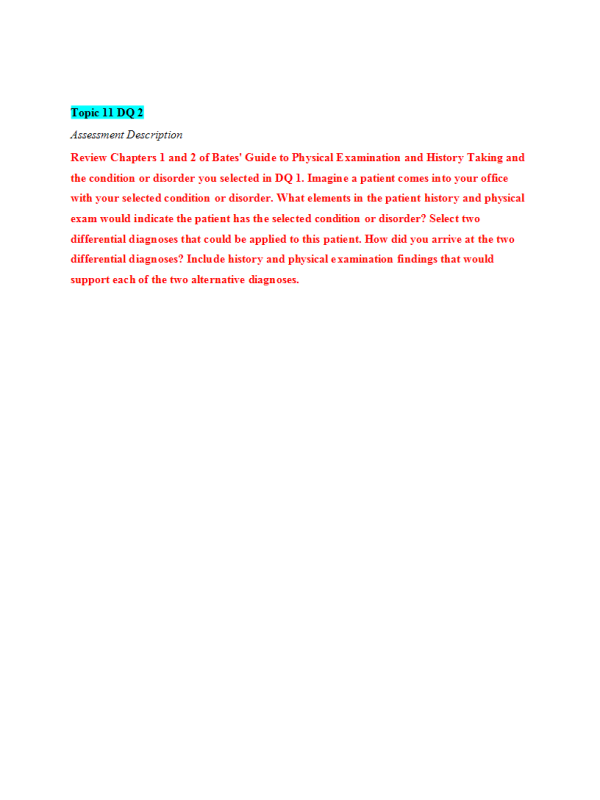 NUR 634 Topic 11 DQ 2