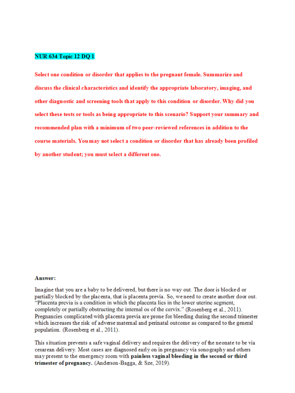 NUR 634 Topic 12 DQ 1 & Responses