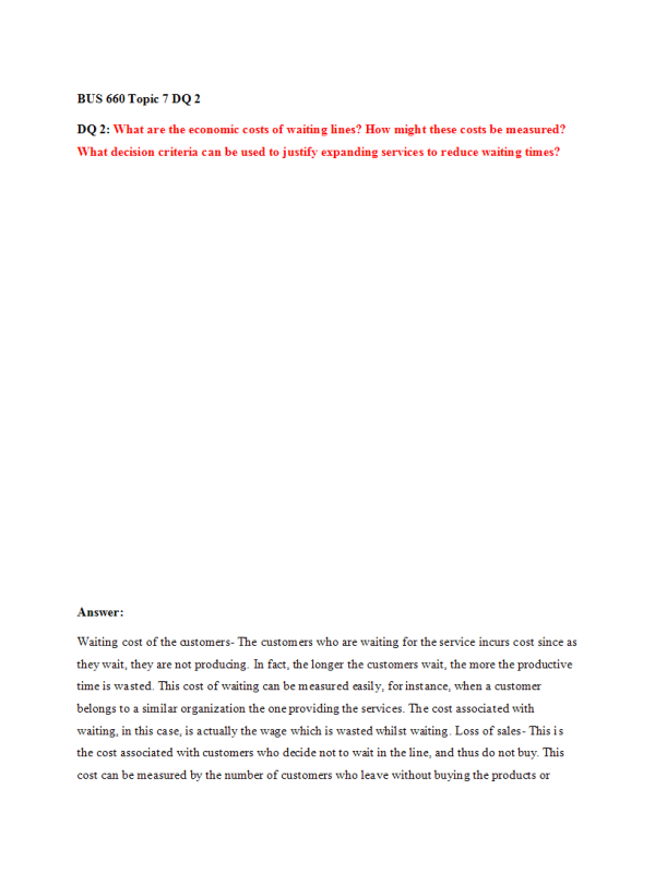 BUS 660 Topic 7 DQ 2
