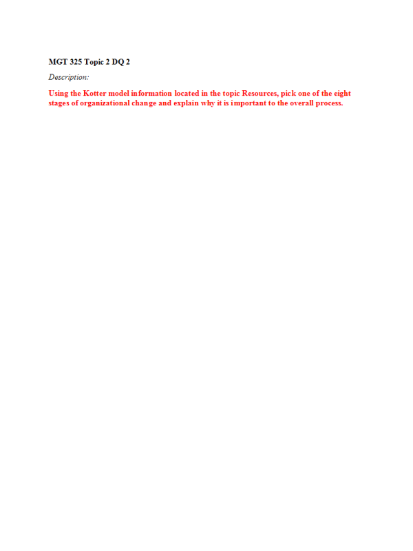 MGT 325 Topic 2 DQ 2