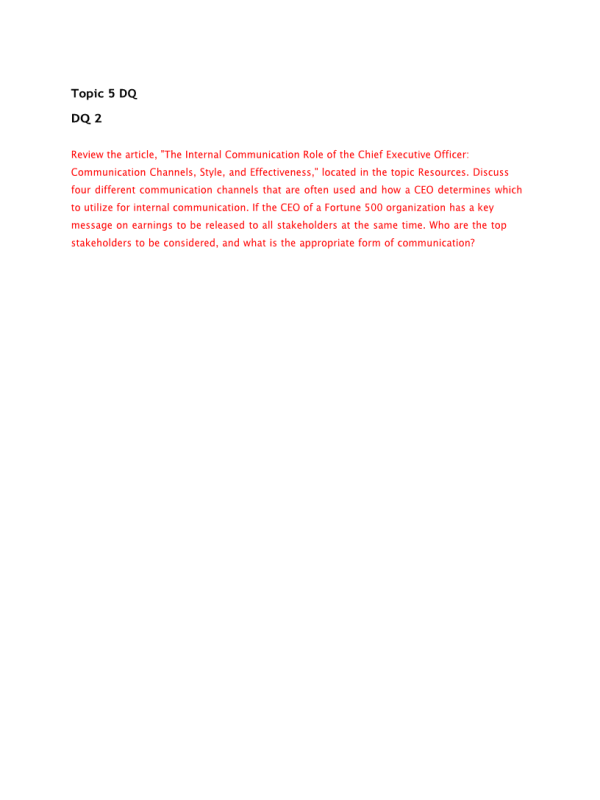 MGT 325 Topic 5 DQ 2