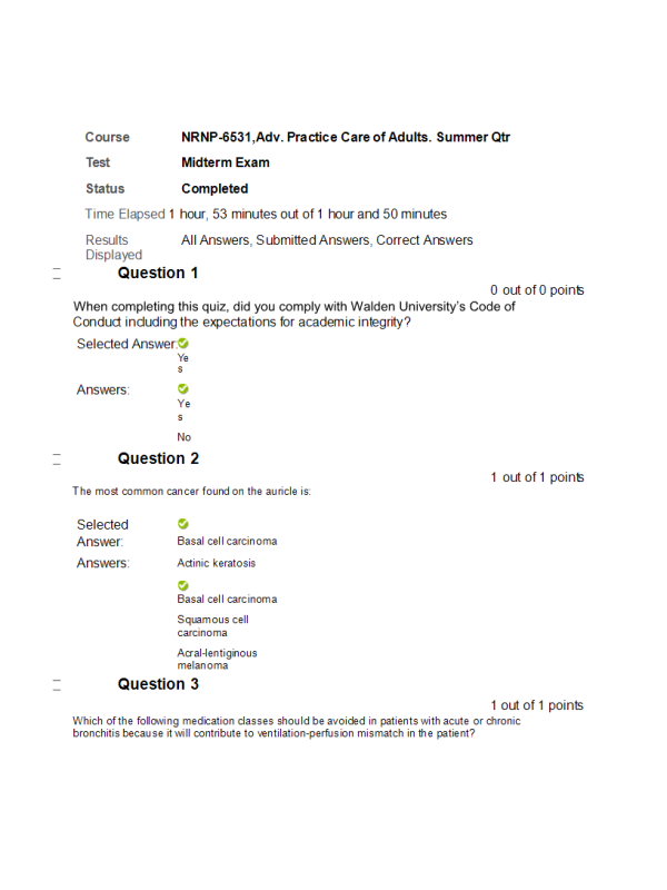 NRNP 6531 Week 11 Final Exam Compliation