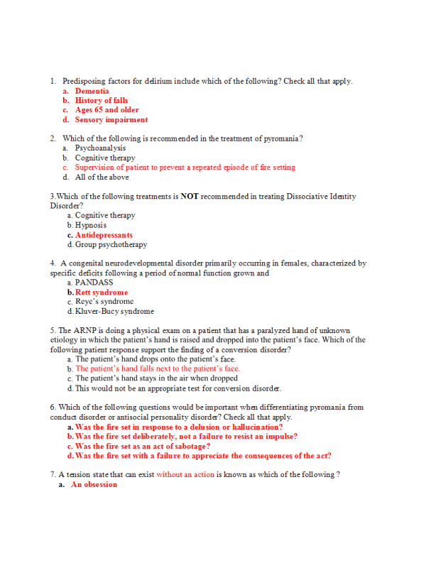 NRNP 6665 Week 11 Final Exam Solutions