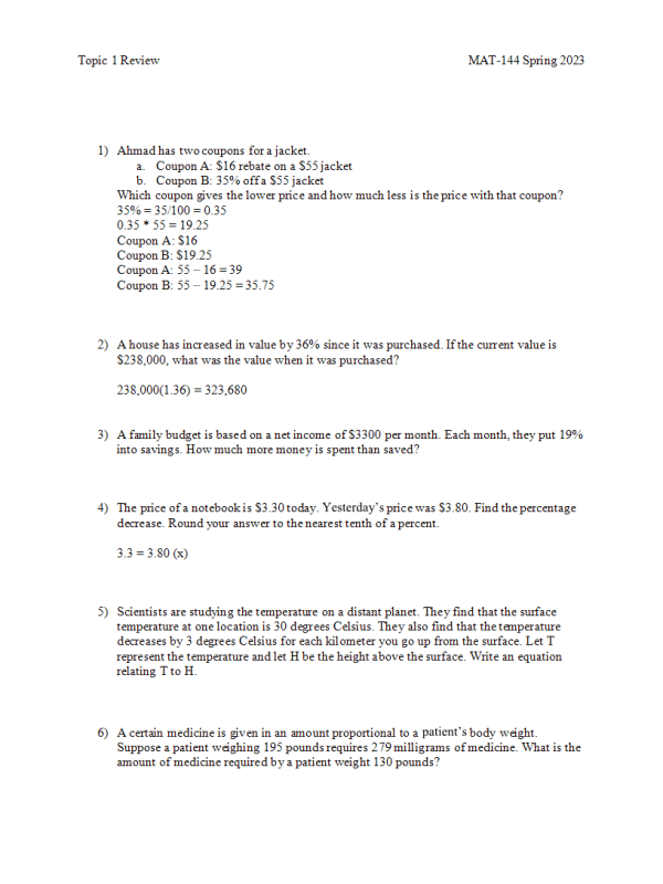 MAT 144 Topic 1 Review; Complete Topic 1 Review in ALEKS