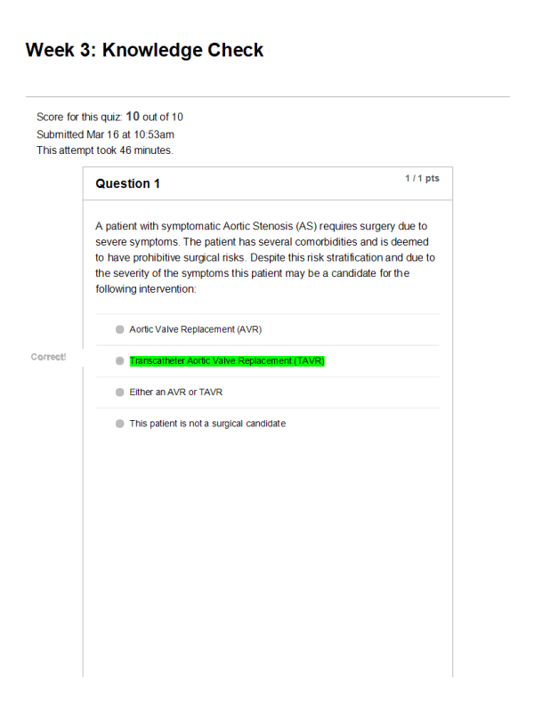 NRNP 6550 Week 3 Knowledge Check; Conditions of the Cardiovascular System Part 1 (Grade 10 out of 10)