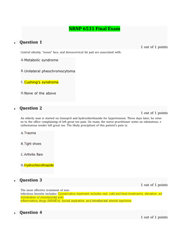 NRNP 6531 Week 11 Final Exam