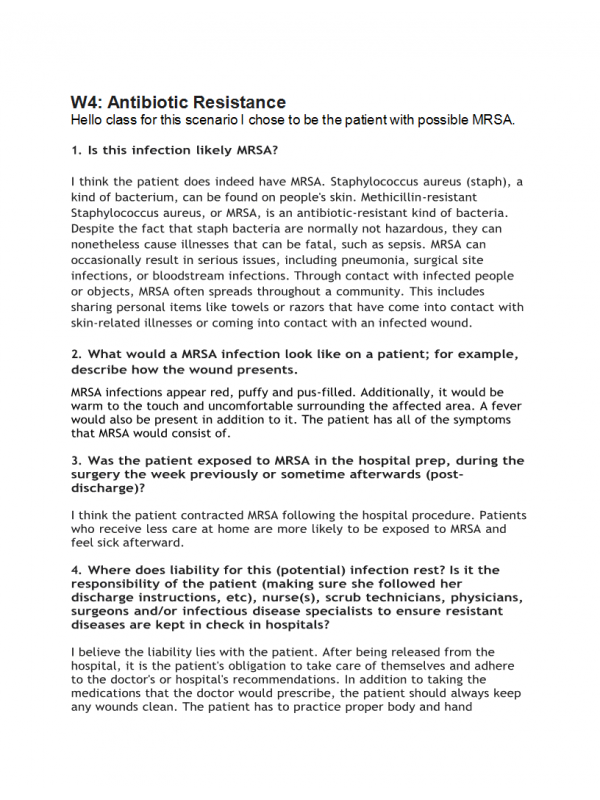 BIOL202 Week 4 Discussion; Antibiotic Resistance BIOL202 Week 4 Discussion; Antibiotic Resistance