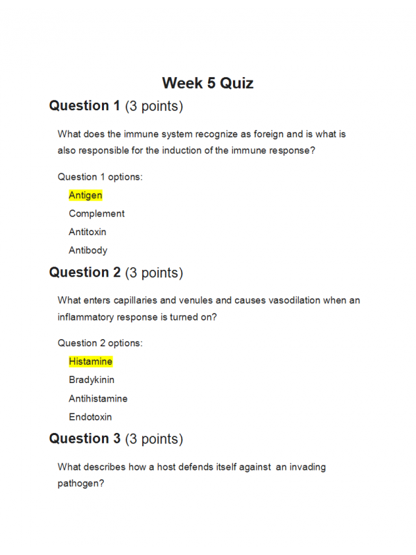BIOL202 Week 5 Quiz - Score 100% BIOL202 Week 5 Quiz - Score 100%