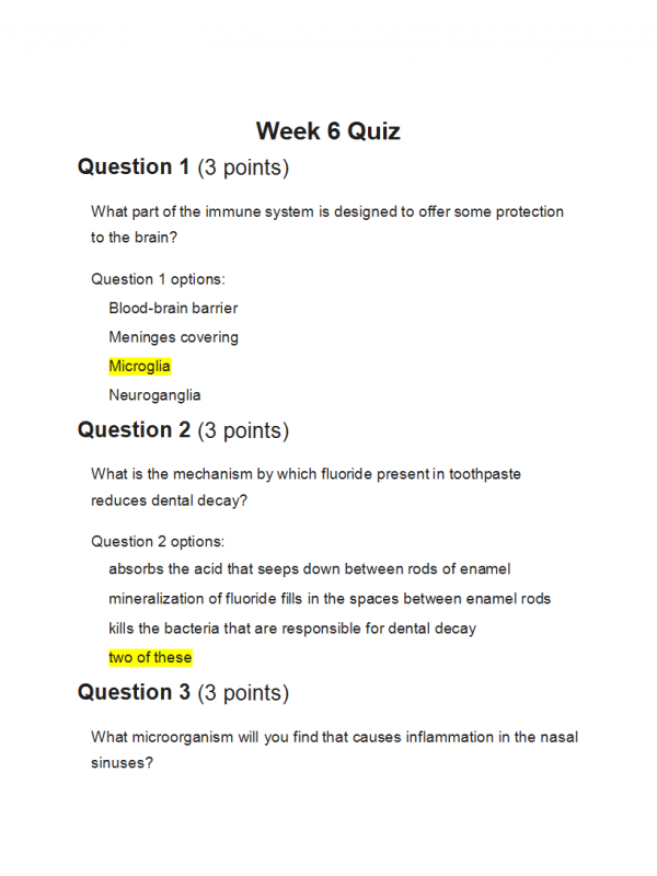 BIOL202 Week 6 Quiz - Score 100% BIOL202 Week 6 Quiz - Score 100%