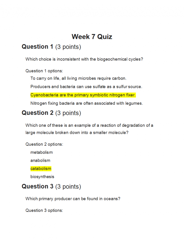 BIOL202 Week 7 Quiz - Score 100% BIOL202 Week 7 Quiz - Score 100%
