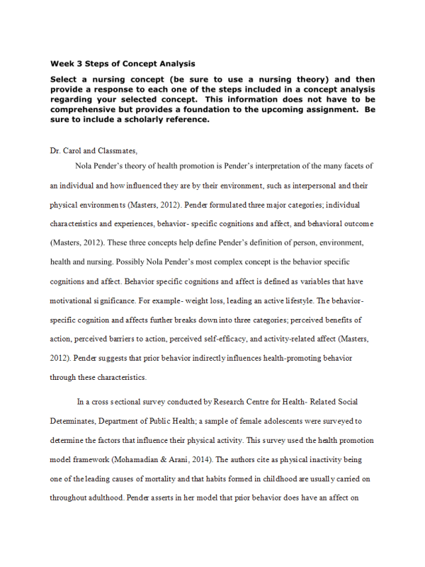 Nr 501 Week 3 Dq Steps Of Concept Analysis Chamberlain Devry Course Solutions Notes