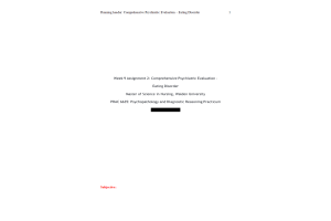 PRAC 6635 Week 9 Assignment 2; Comprehensive Psychiatric Evaluation and Case Presentation - Eating Disorder