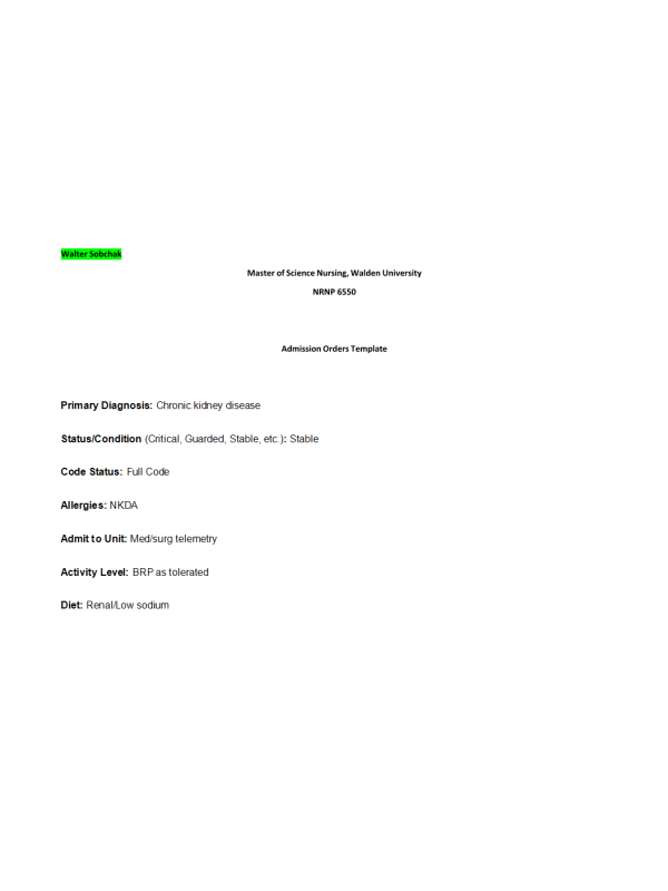 NRNP 6550 Week 7 i-Human Case Study Walter Sobchak