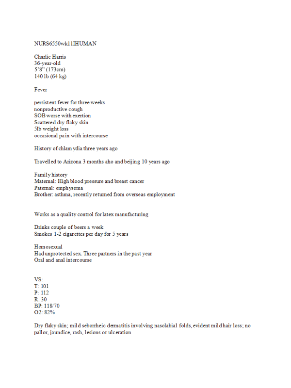 NRNP 6550 Week 11 iHuman; Charlie Harris 36-year-old